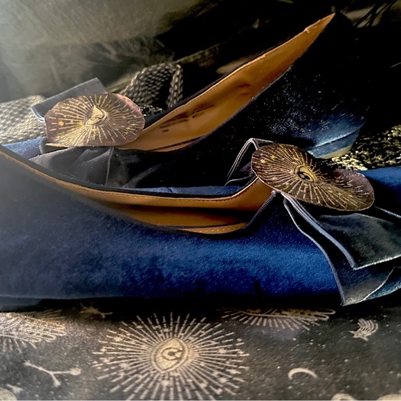 My altered eyes ooak Comfortview Slip On BALLET Flats BOW SAPHIRE VELVET - Picture 8 of 11